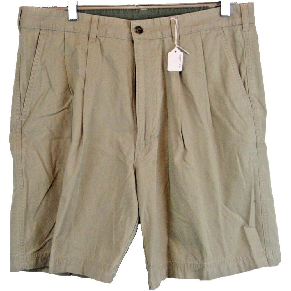 Mens Woolrich Khaki Cotton Pleated Casual Shorts sz 36x8